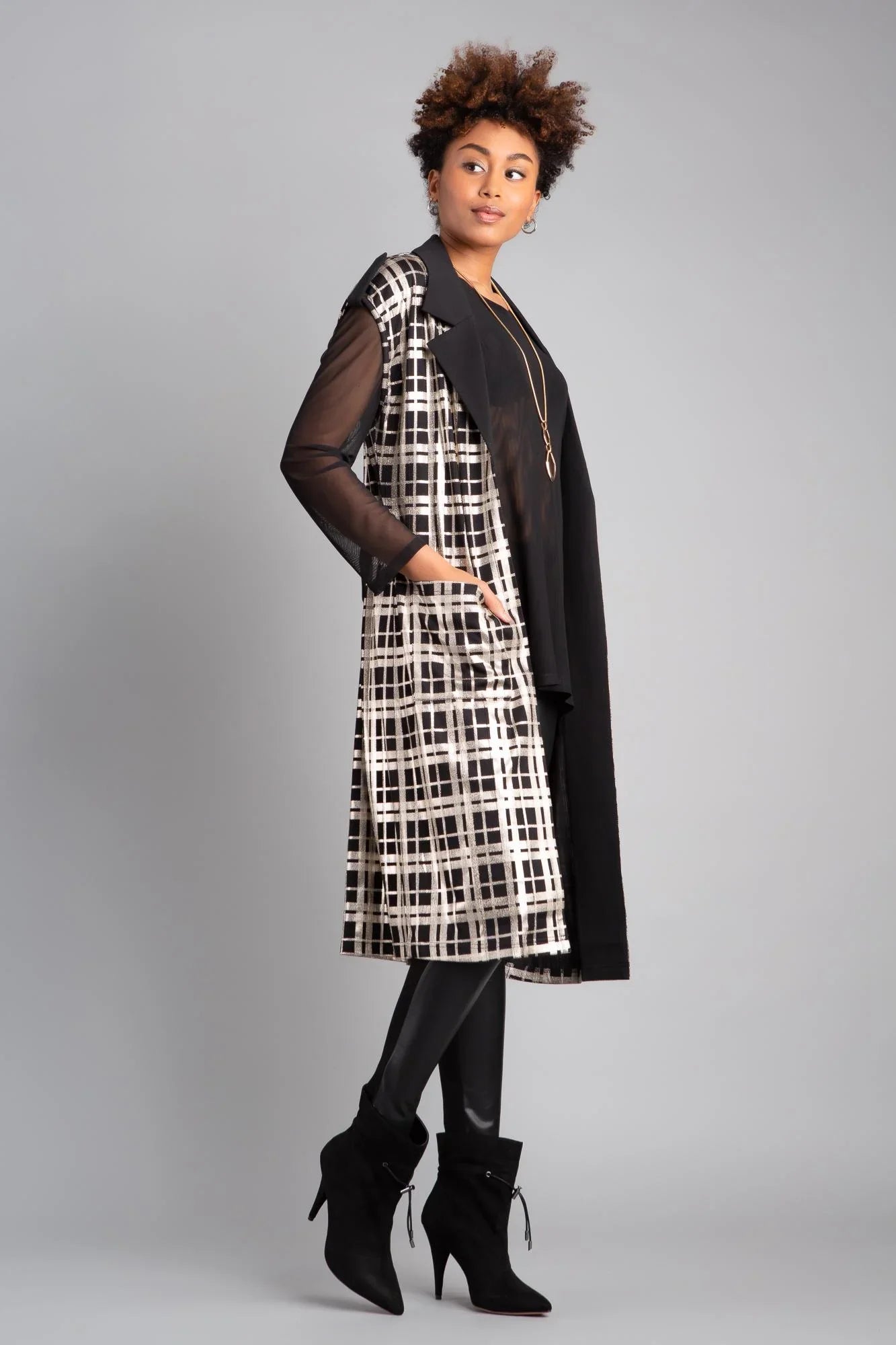 Berek Plaid Foil Loose Fitting Vest