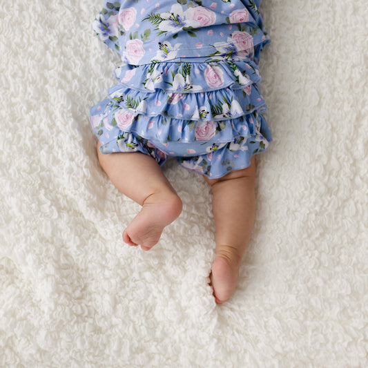Floral Bamboo Ruffle Bummies Infant Toddler Laree + Co.