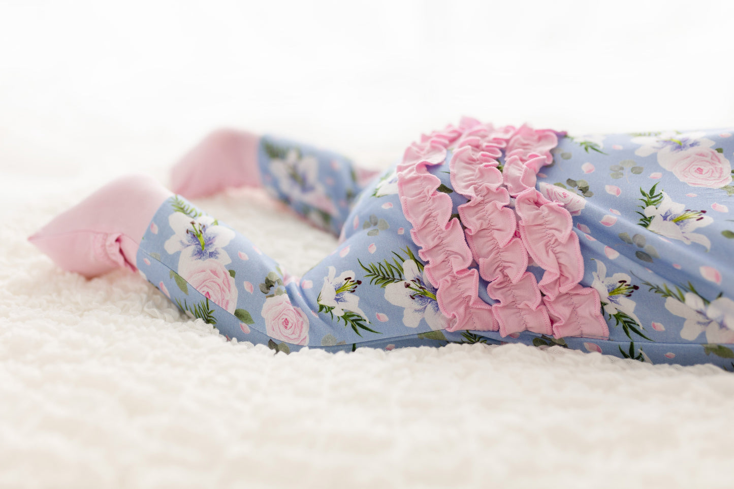 Floral Bamboo Ruffle Convertible Footie Lillian by Laree + Co.