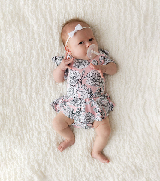 Floral Bamboo Skirted Bodysuit Long Sleeve Allie