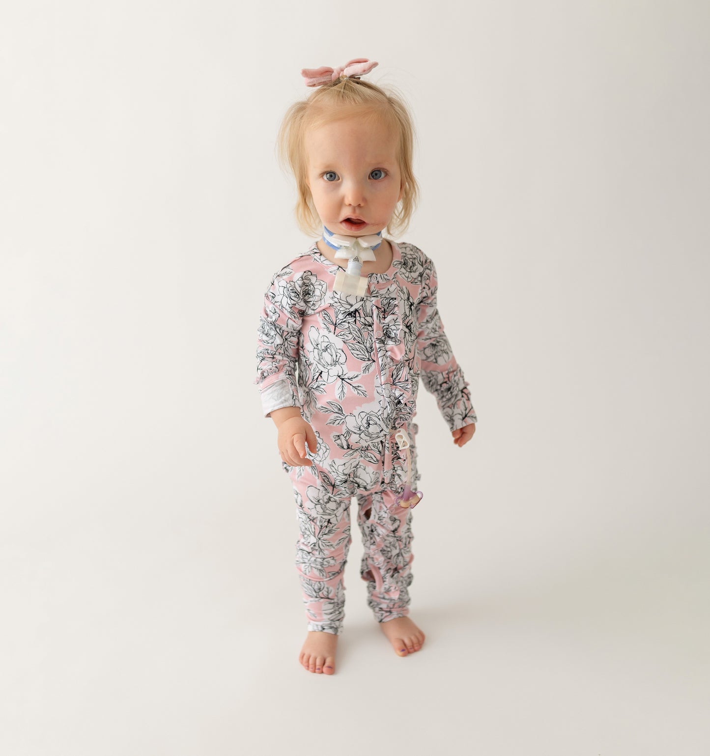 Floral Bamboo Ruffle Convertible Footie Baby One-Piece Laree + Co.