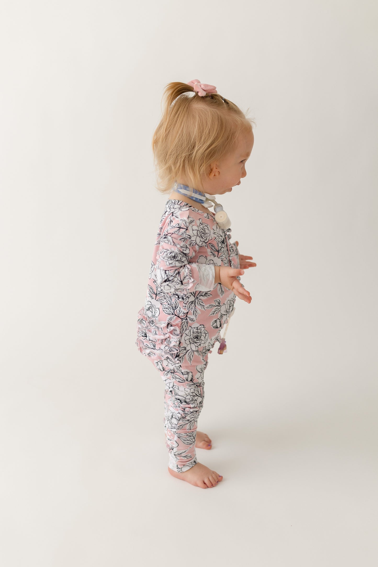 Floral Bamboo Ruffle Convertible Footie Baby One-Piece Laree + Co.