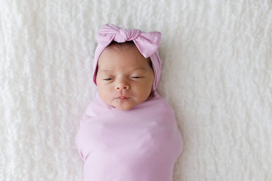 Pink Bamboo Swaddle Lillian Swaddle + Headband Set Laree + Co.