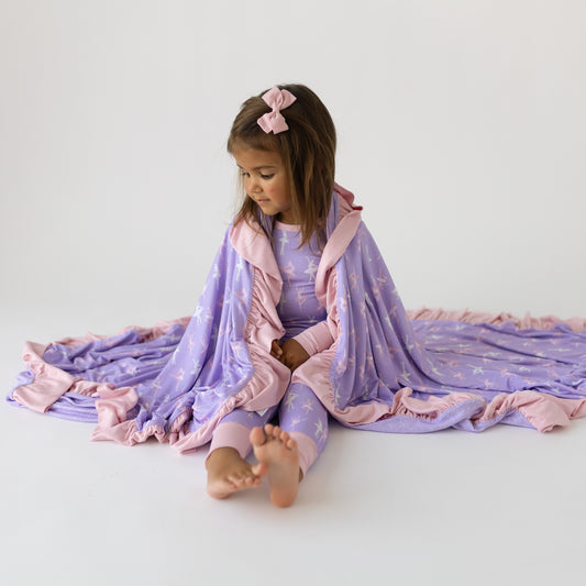Bamboo Ruffle Toddler Blanket Slightly Weighted Lillian Ballerinas