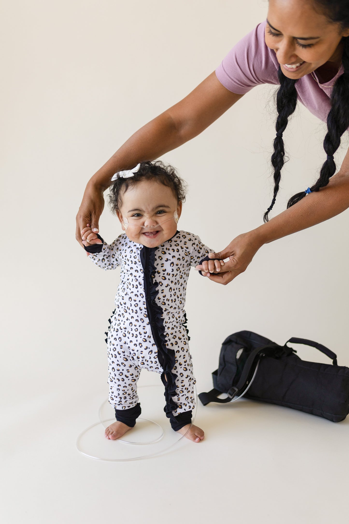 Allie Leopard Bamboo Ruffle Convertible Footie 2T-4T Laree + Co.