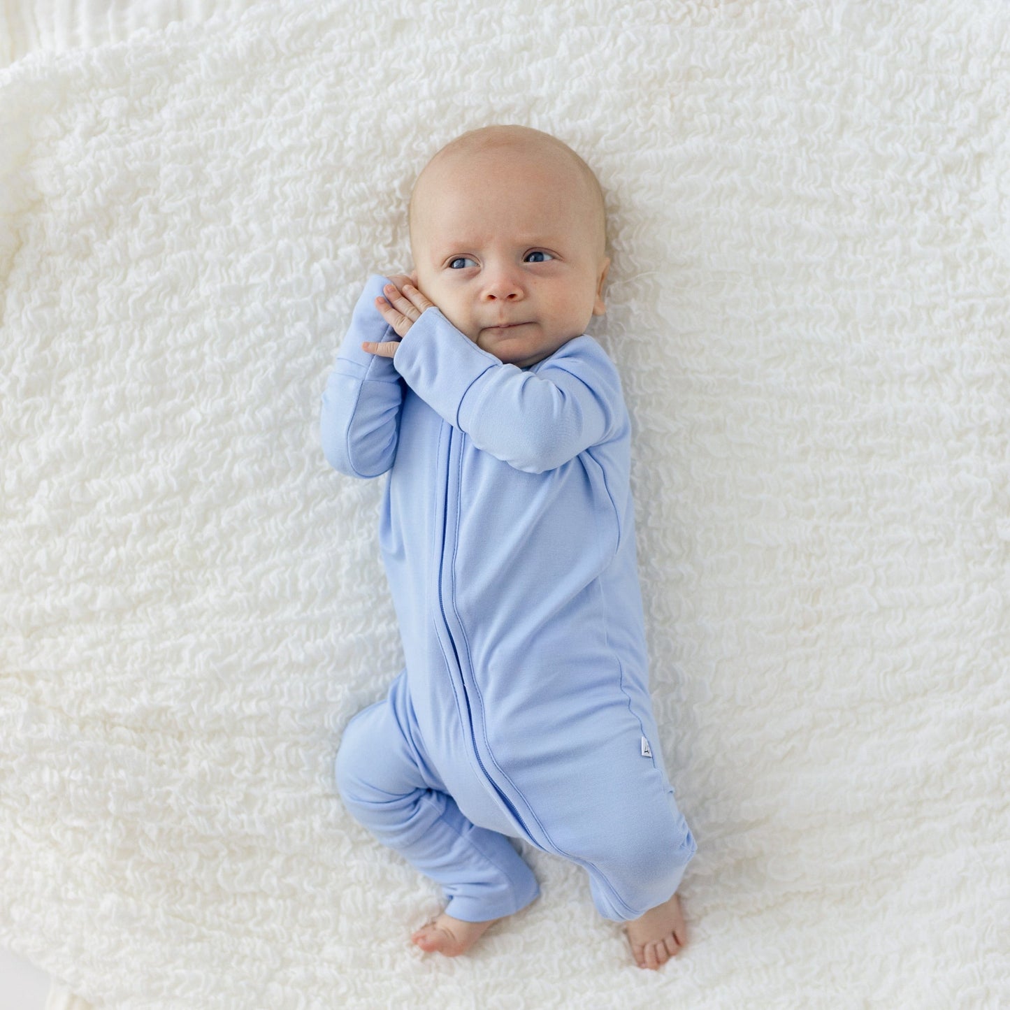 Blue Bamboo Convertible Footie Lillian Trisomy 18 Laree + Co.
