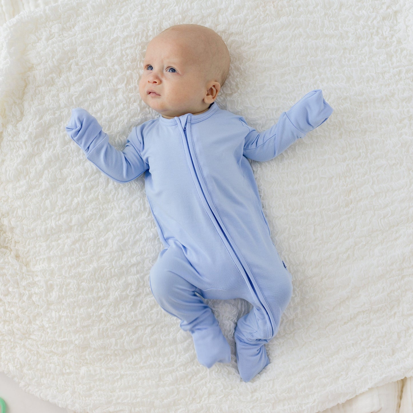 Blue Bamboo Convertible Footie Lillian Trisomy 18 Laree + Co.
