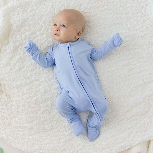 Blue Bamboo Convertible Footie Lillian Trisomy 18 Laree + Co.