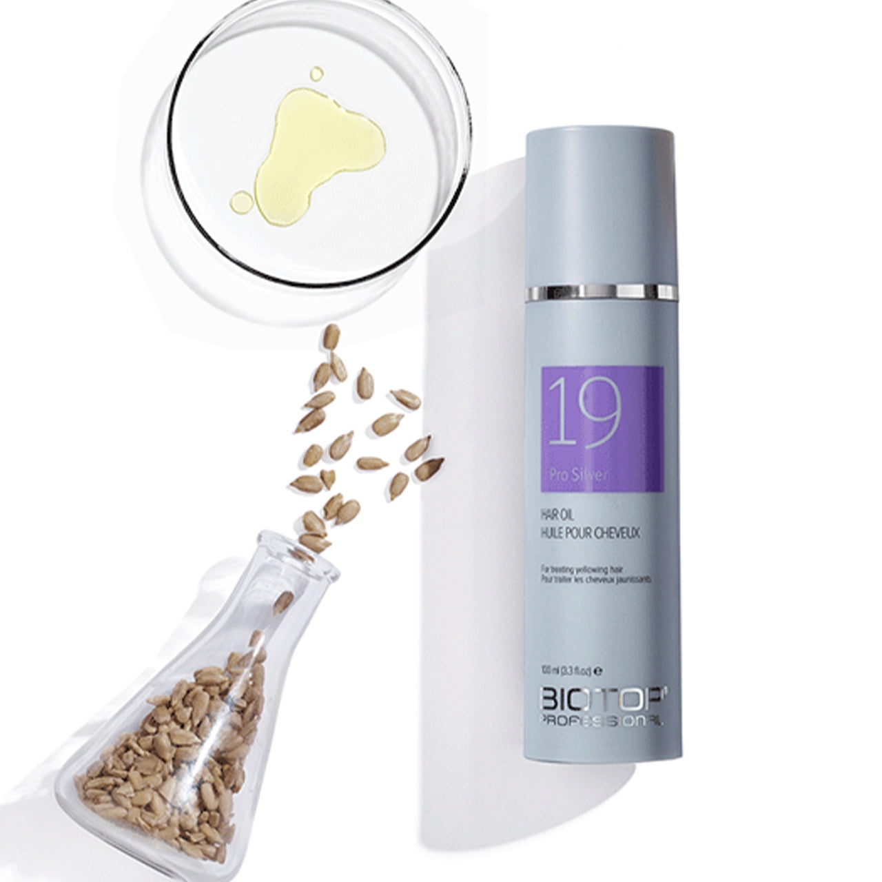 Pro-Silver Purple Tinted Hair Oil for Blonde Silver Gray BIOTOP PROFESSIONAL
