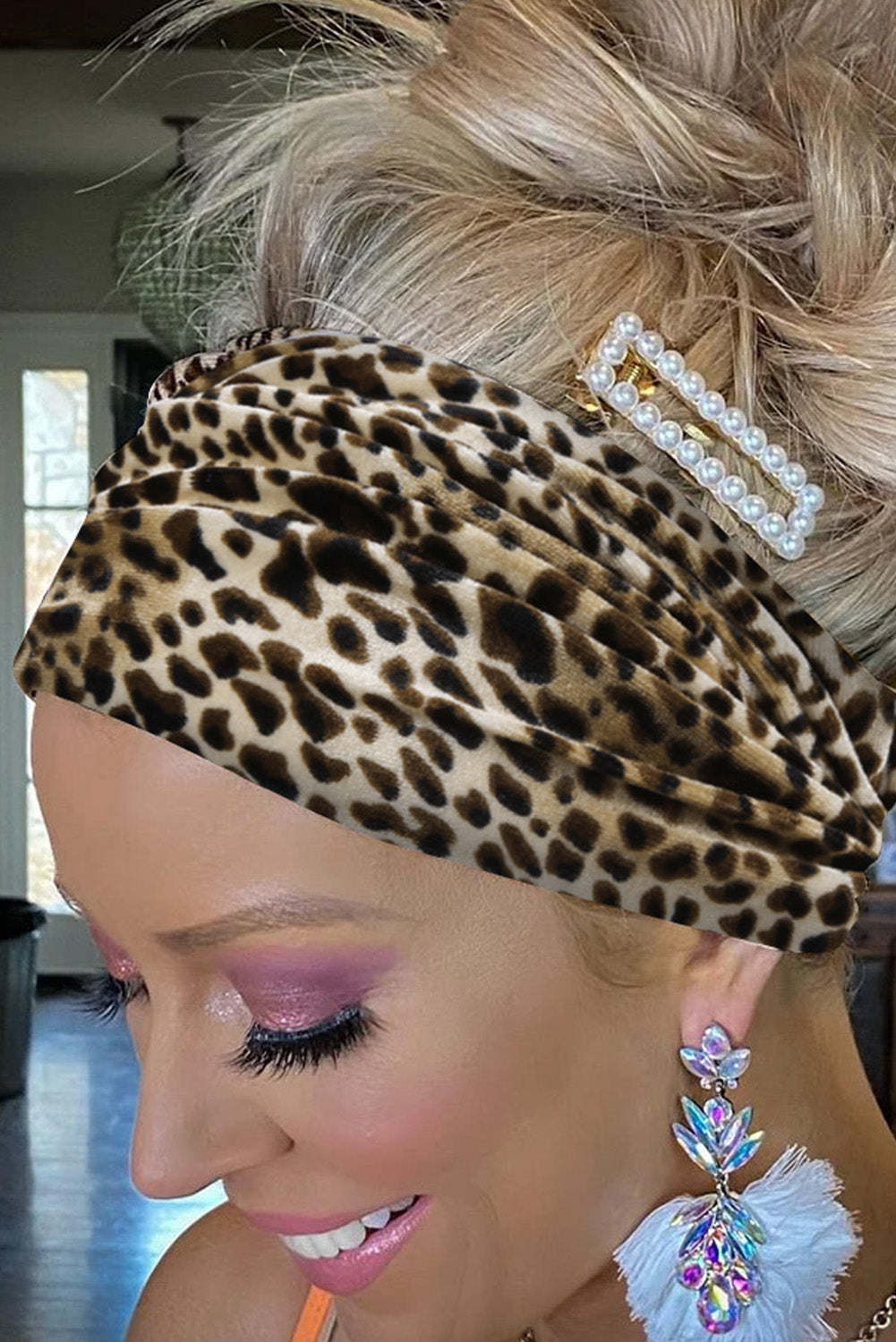 Leopard Print Boho Velvet Headband