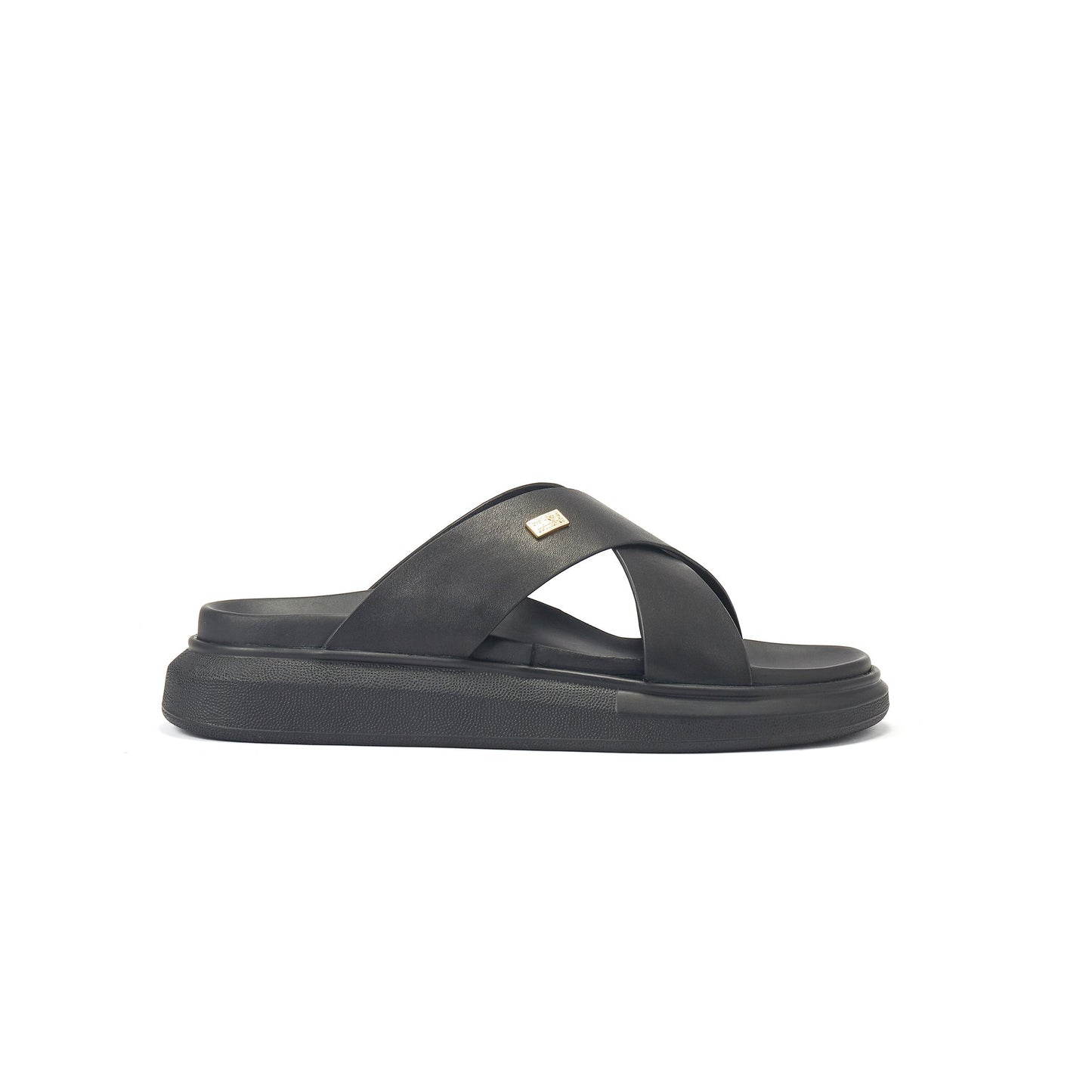 Nappa Leather Summer Slider Sandal LEANNA NAPPA BLACK