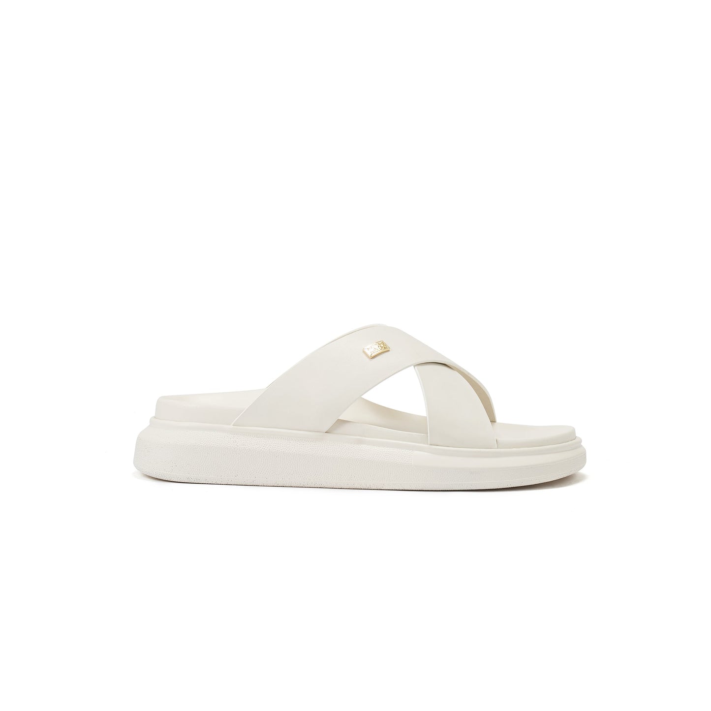 Nappa Cream Soft Leather Summer Slider Sandal LEANNA