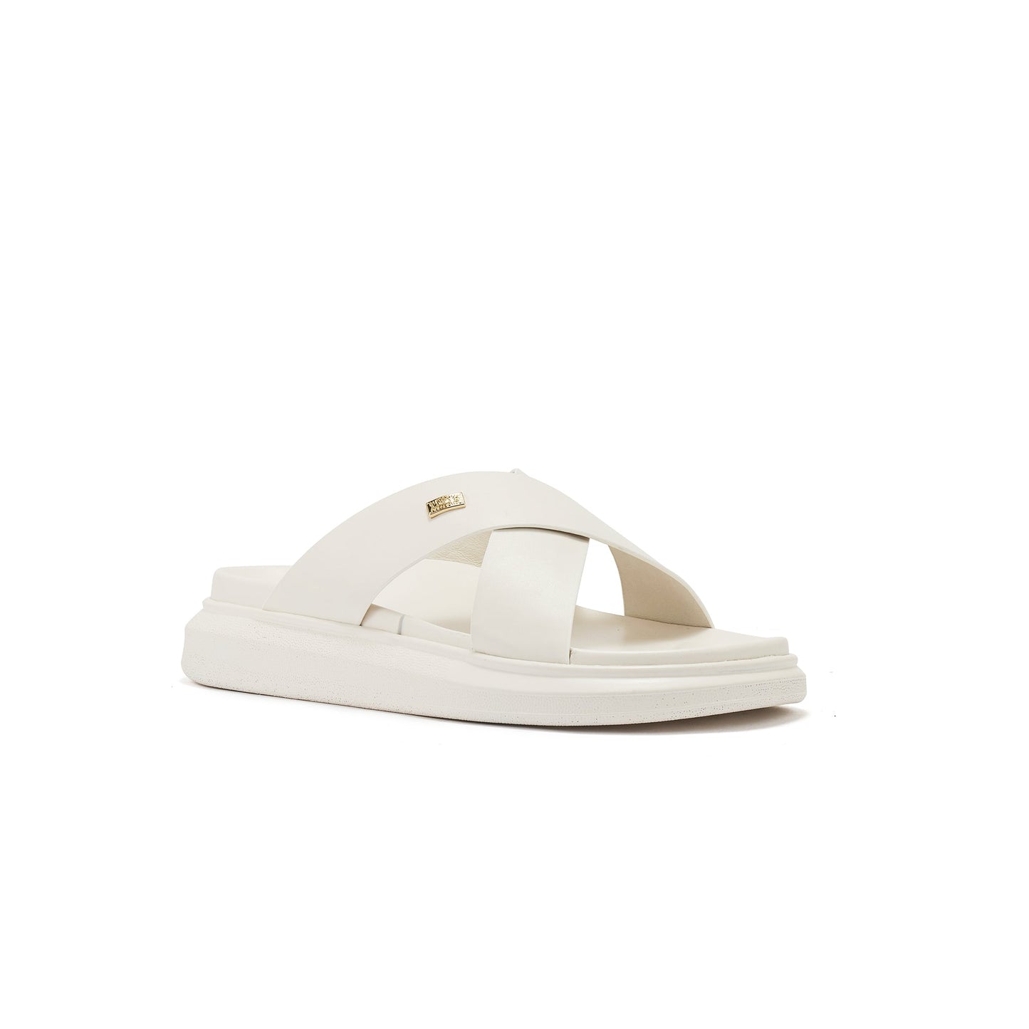 Nappa Cream Soft Leather Summer Slider Sandal LEANNA