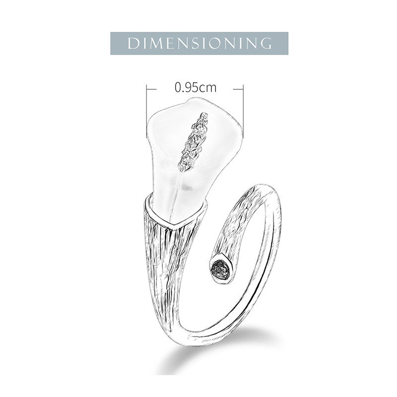 Arum Lily Adjustable Crystal Rings Jewelry