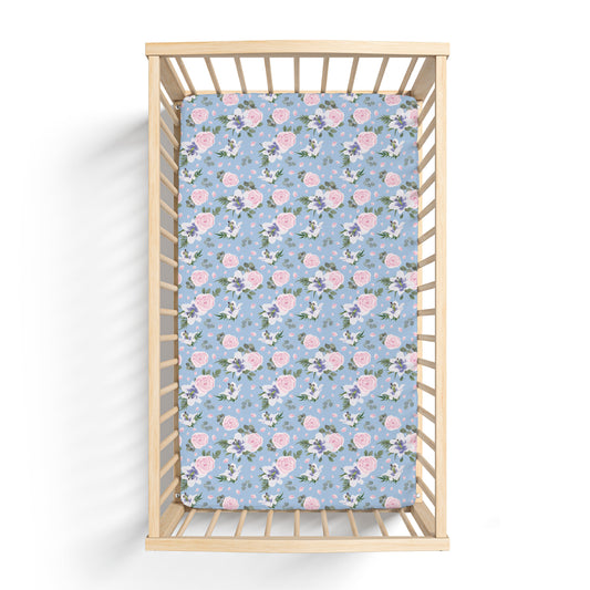 Floral Bamboo Crib Sheet Lillian Standard Baby Mattress Laree + Co.