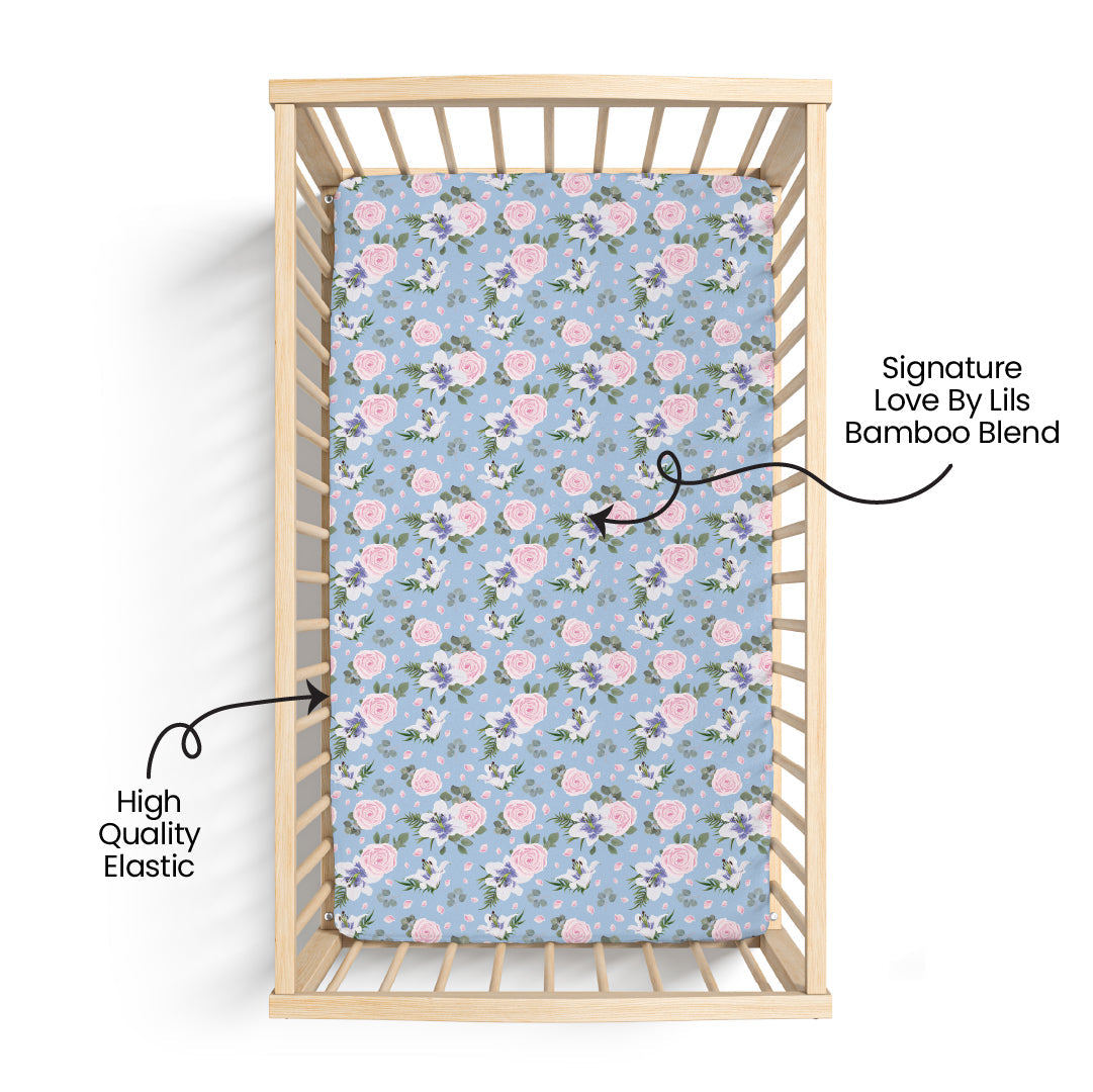 Floral Bamboo Crib Sheet Lillian Standard Baby Mattress Laree + Co.