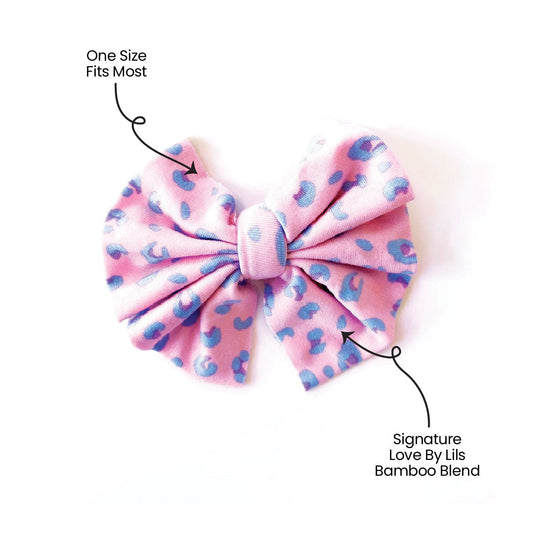 Lillian Leopard Bamboo Tied Bow Hair Accessory Laree + Co.