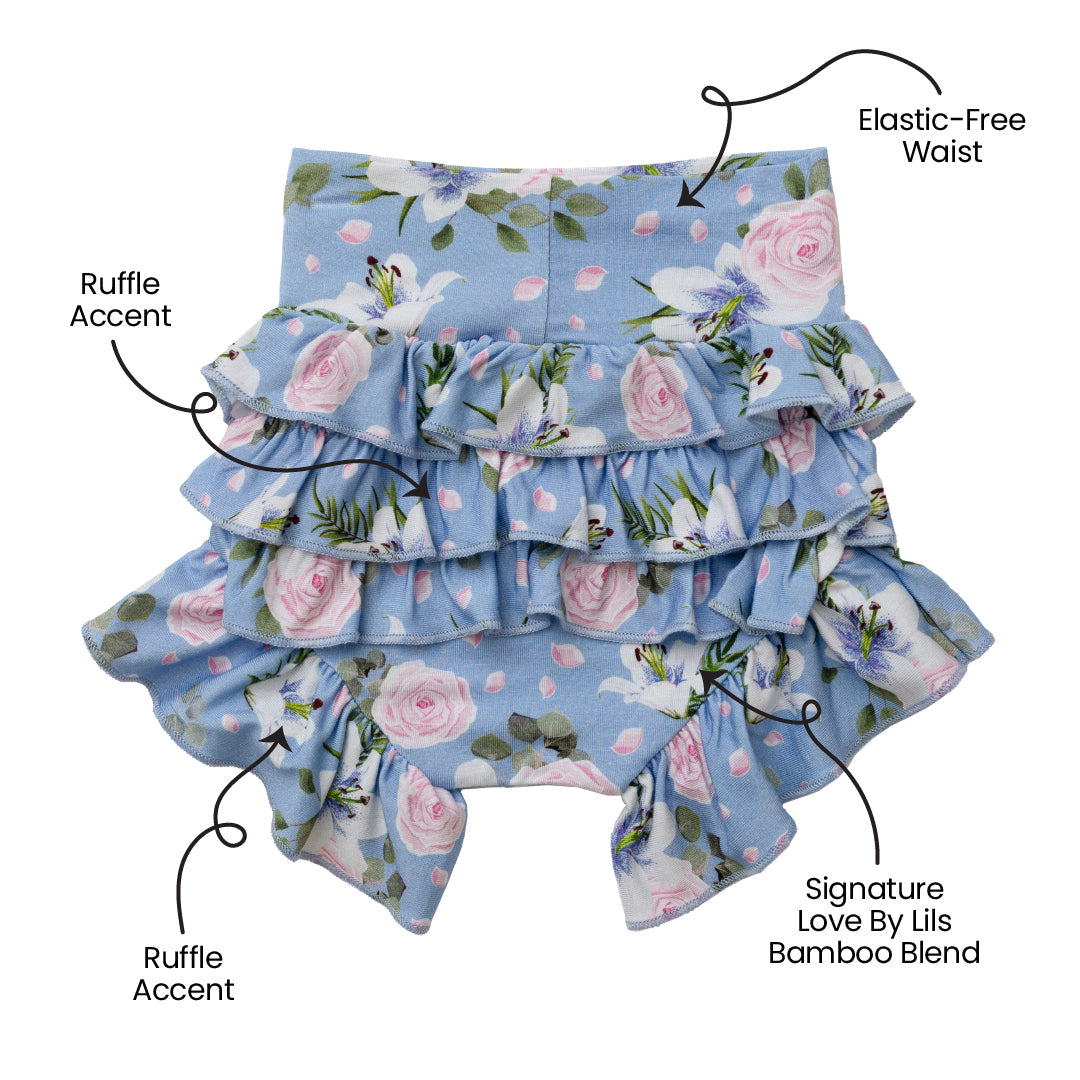Floral Bamboo Ruffle Bummies Infant Toddler Laree + Co.
