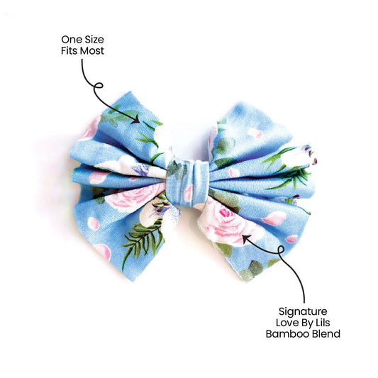 Lillian Floral Bamboo Tied Bow Hair Accessory Laree + Co.