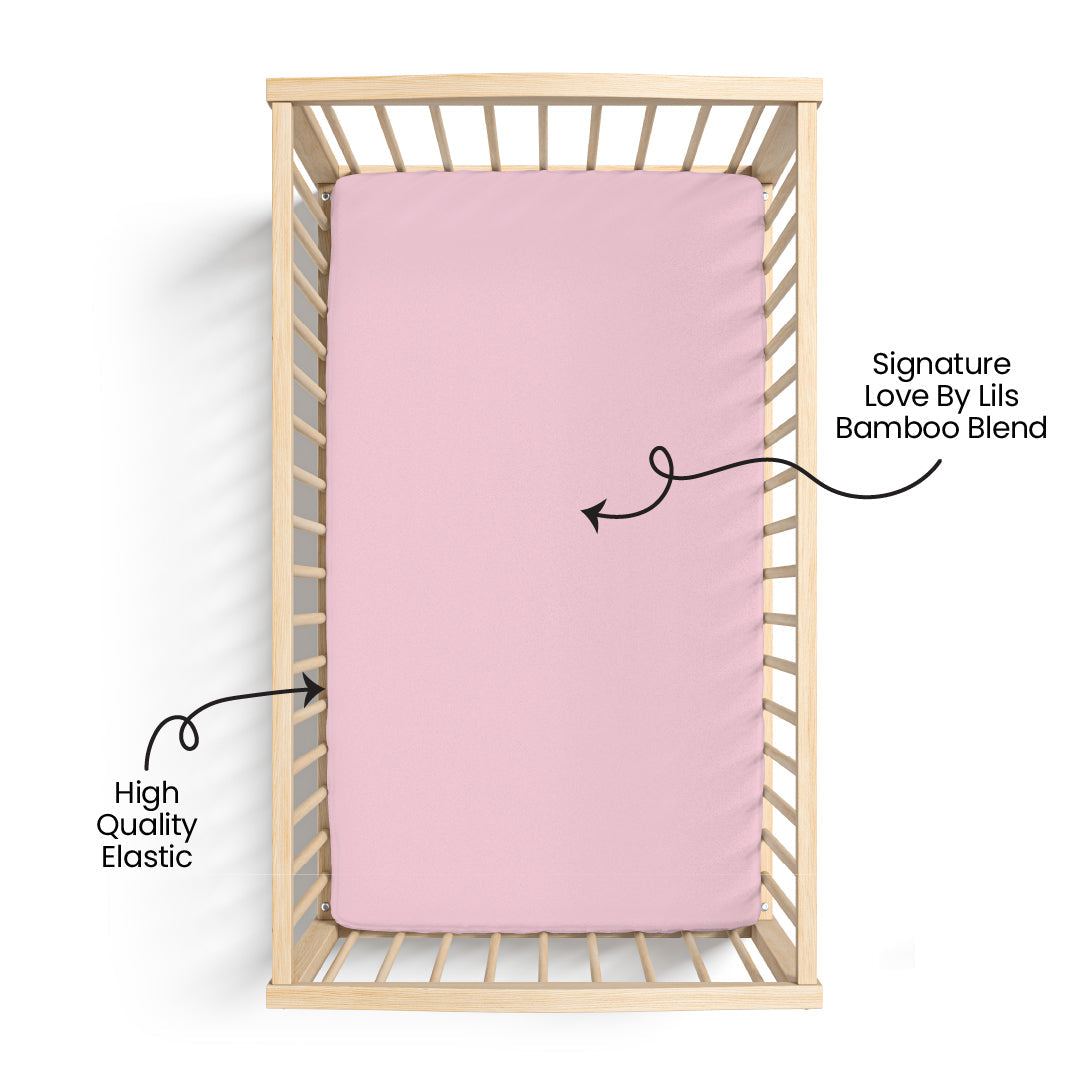 Pink Bamboo Crib Sheet Lillian by Laree + Co.