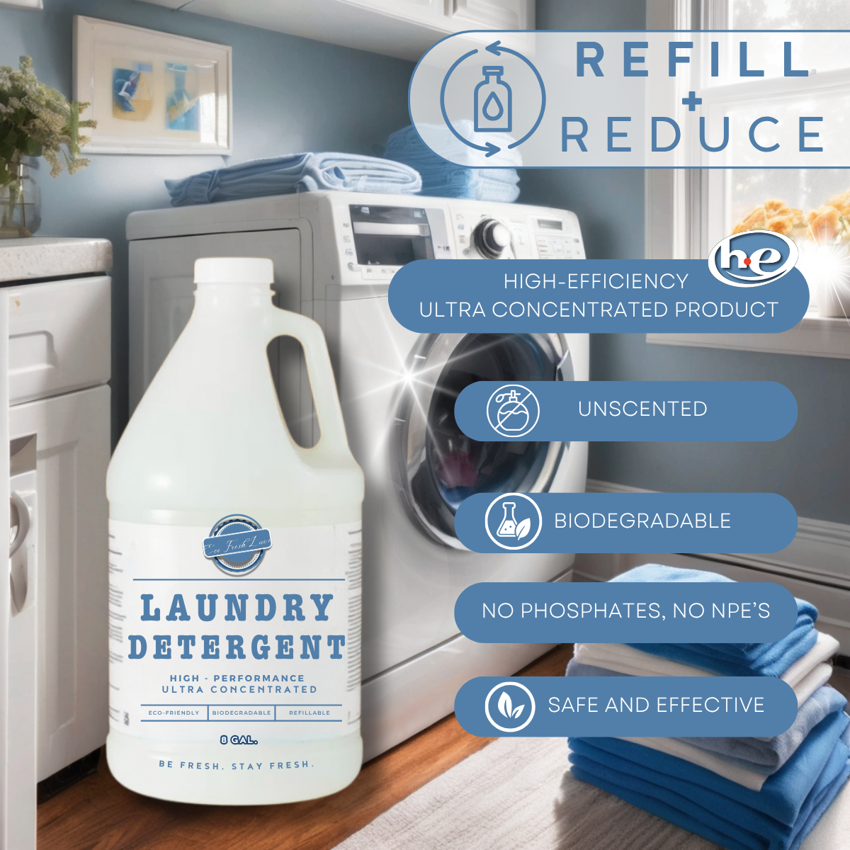 Unscented Concentrated Laundry Detergent Liquid EcoLuxe