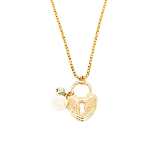 Lock Necklace 18k Gold Filled Heart Locket ADIBA