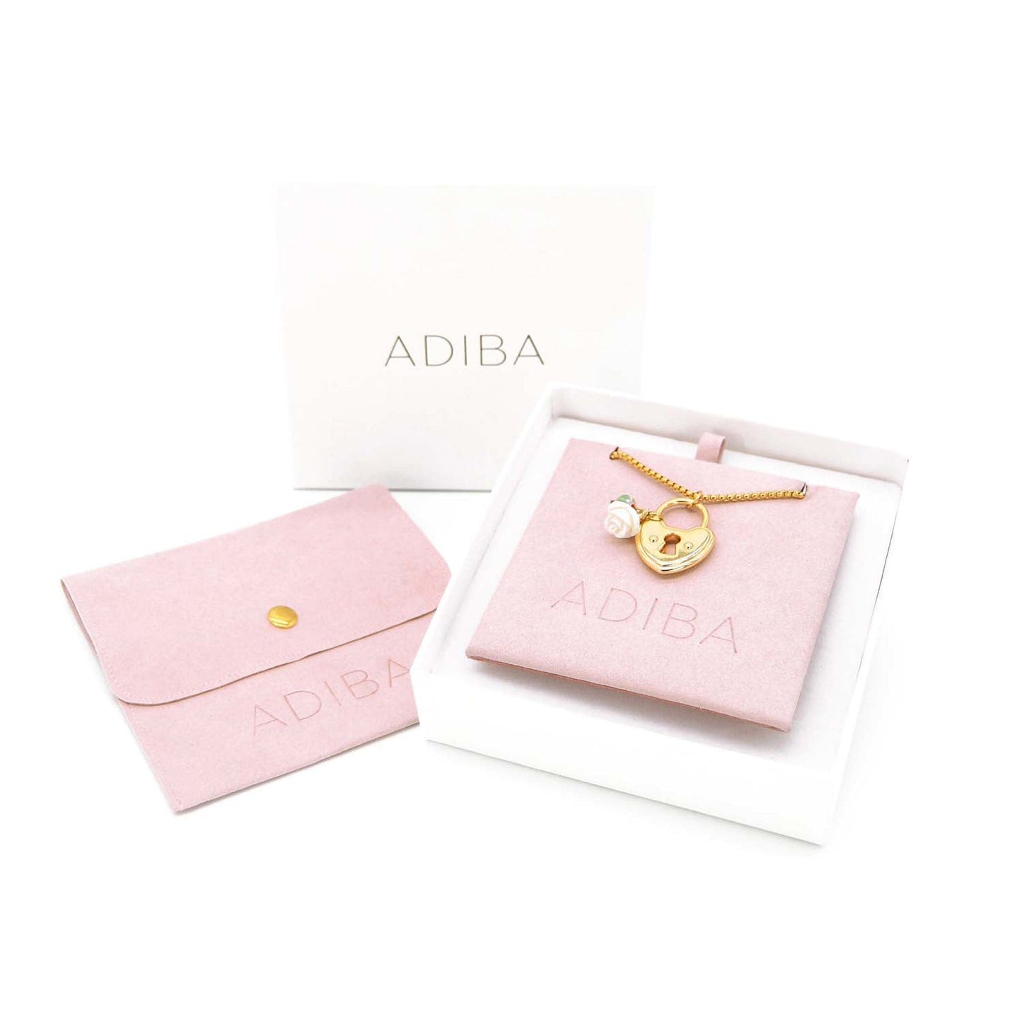 Lock Necklace 18k Gold Filled Heart Locket ADIBA