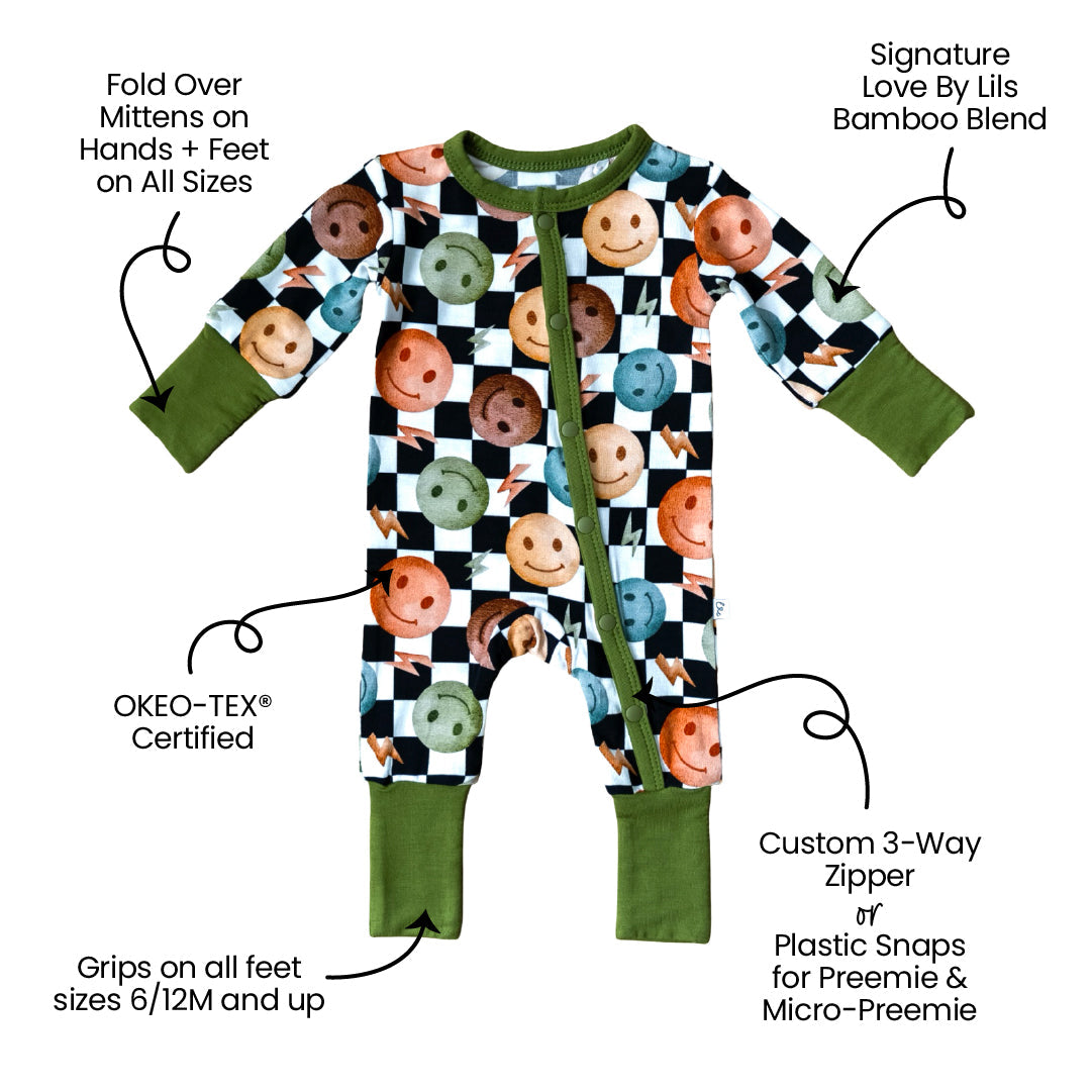 Bamboo Convertible Footie Soft One-Piece Luke Smiley Checks Laree + Co.