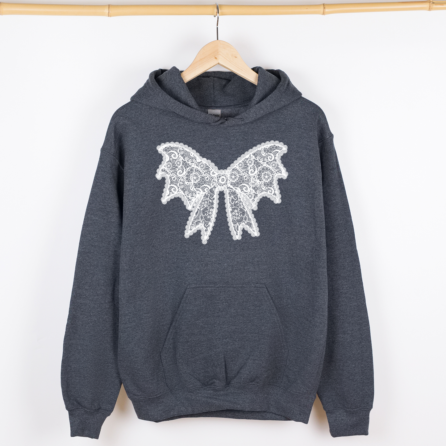 Lace Bow, Halloween, Goth, Faux Lace, Ribbon, Coquette, Graphic Hoodie, Hooded Sweatshirt