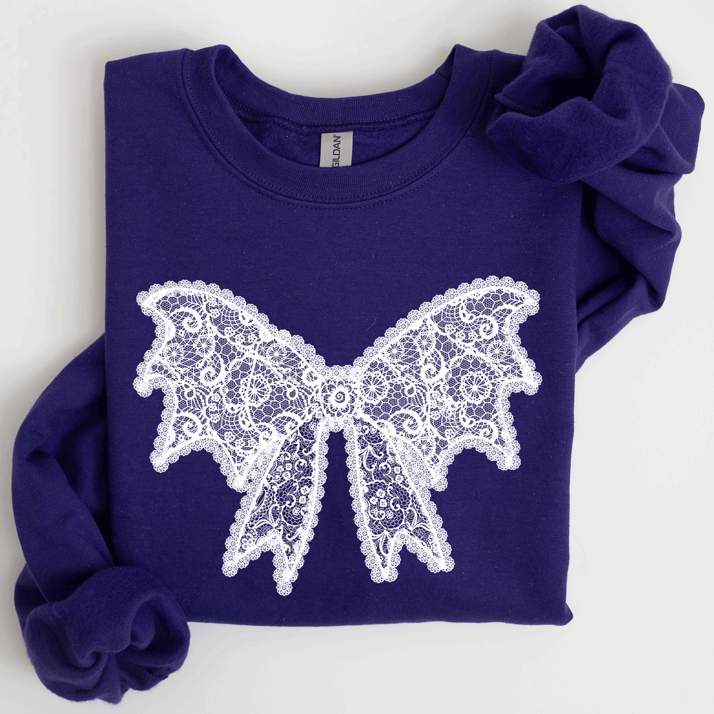 Lace Bow, Halloween, Goth, Faux Lace, Ribbon, Coquette Sweatshirt