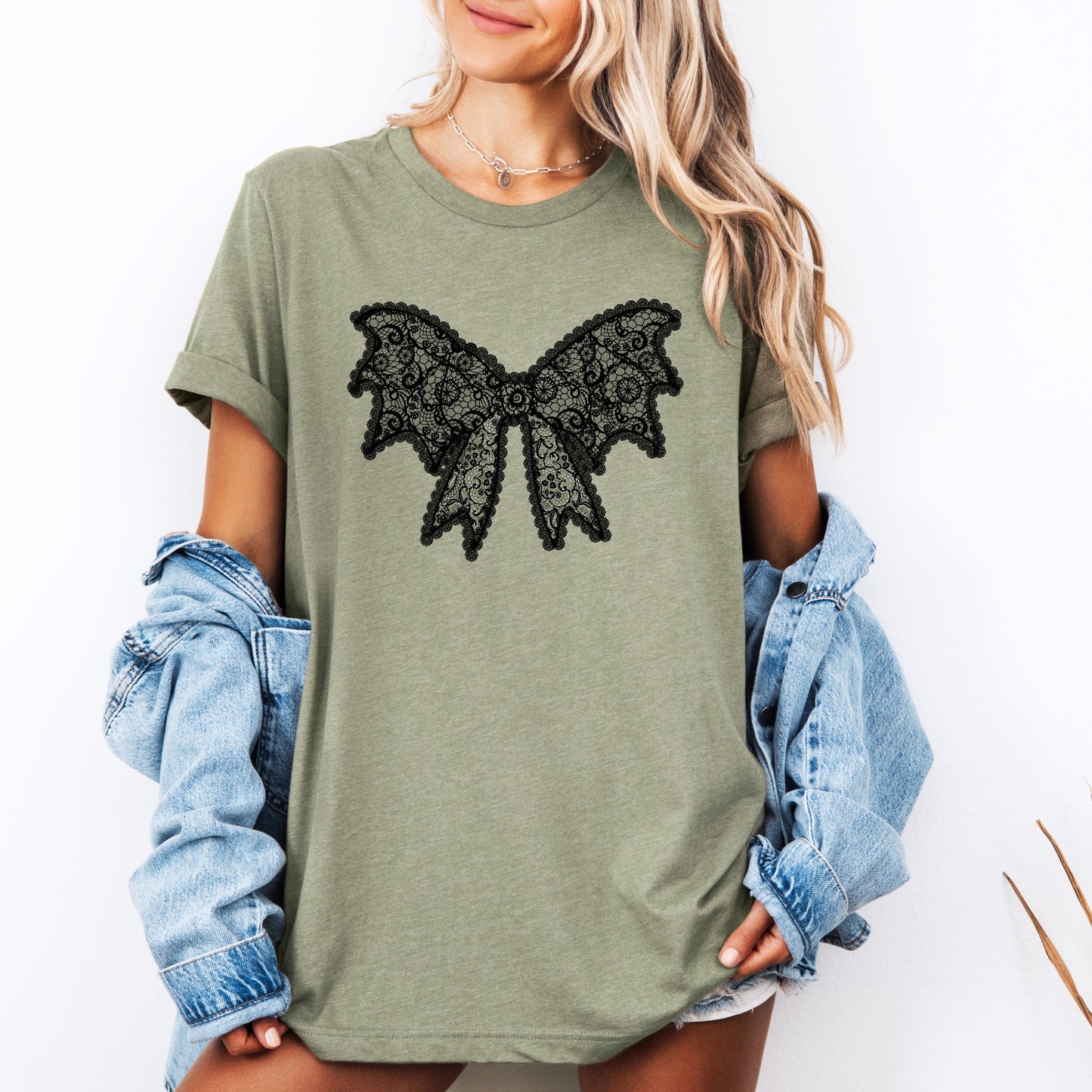 Lace Bow, Halloween, Goth, Faux Lace, Ribbon, Coquette, Tshirt