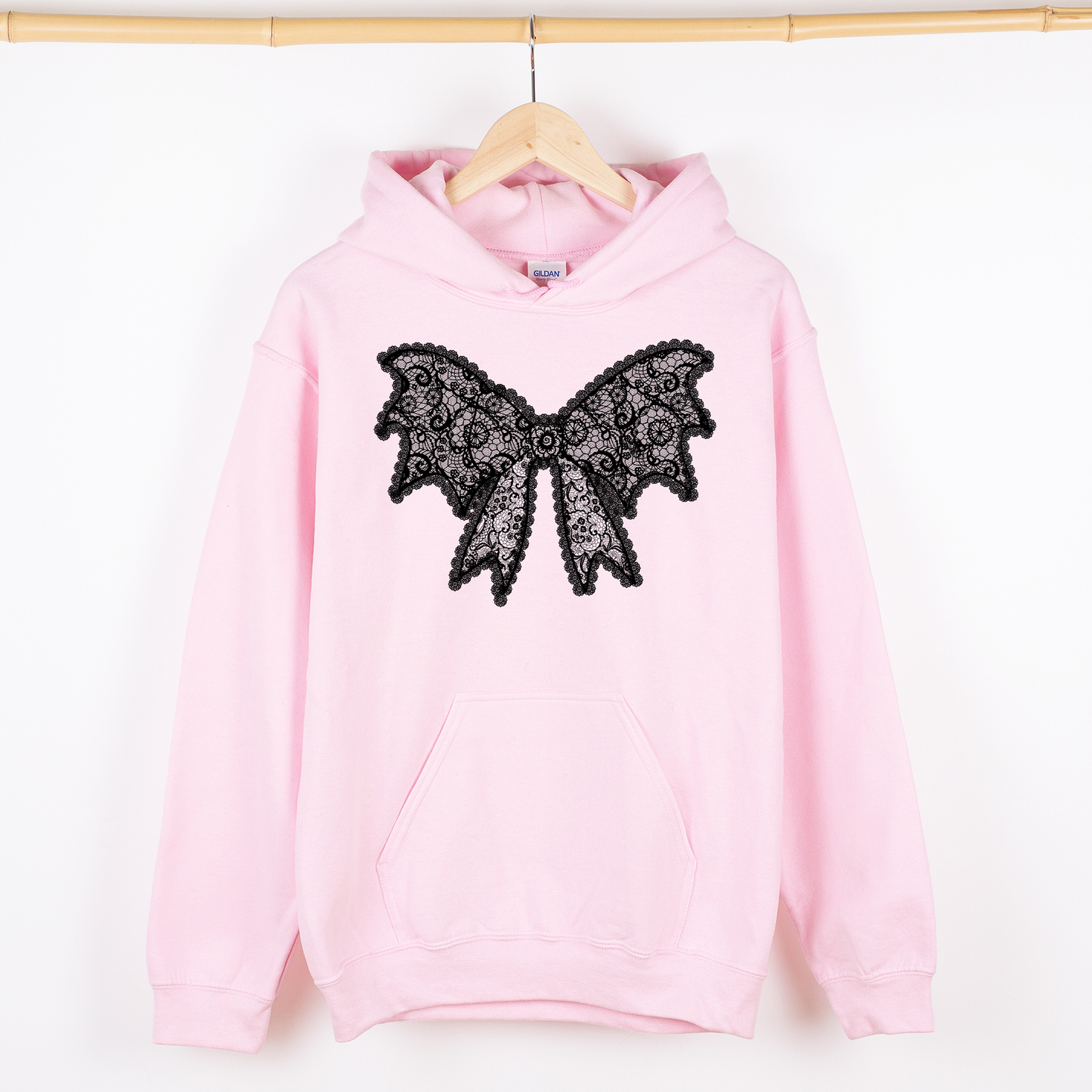 Lace Bow, Halloween, Goth, Faux Lace, Ribbon, Coquette, Graphic Hoodie, Hooded Sweatshirt