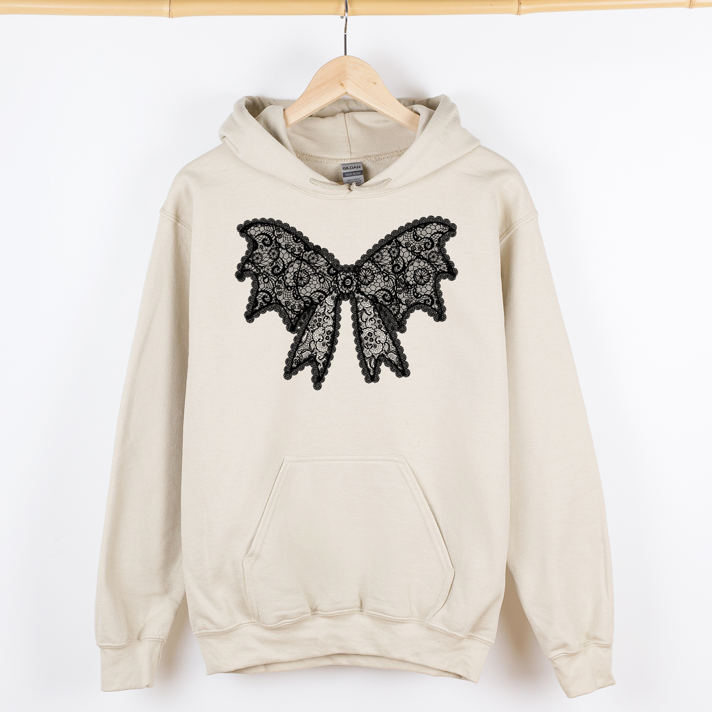 Lace Bow, Halloween, Goth, Faux Lace, Ribbon, Coquette, Graphic Hoodie, Hooded Sweatshirt