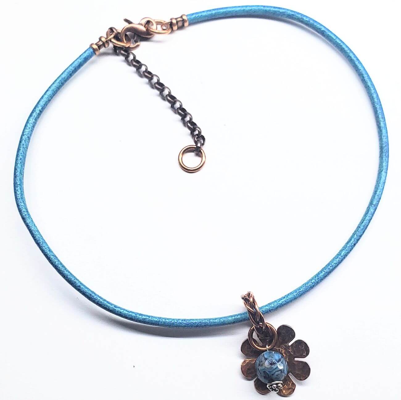 Larimar Blue Crazy Lace Large Braided Bail Bead Pendant Alexa Martha Designs