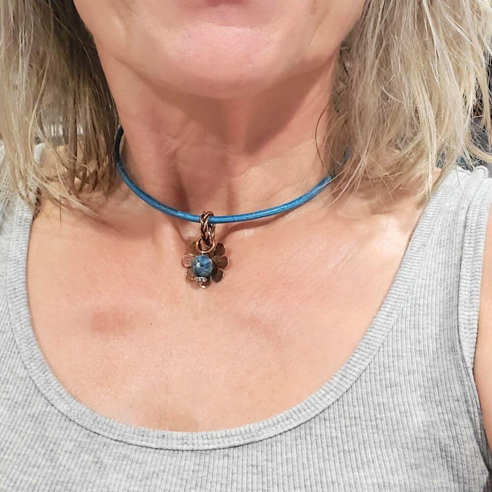 Larimar Blue Crazy Lace Large Braided Bail Bead Pendant Alexa Martha Designs