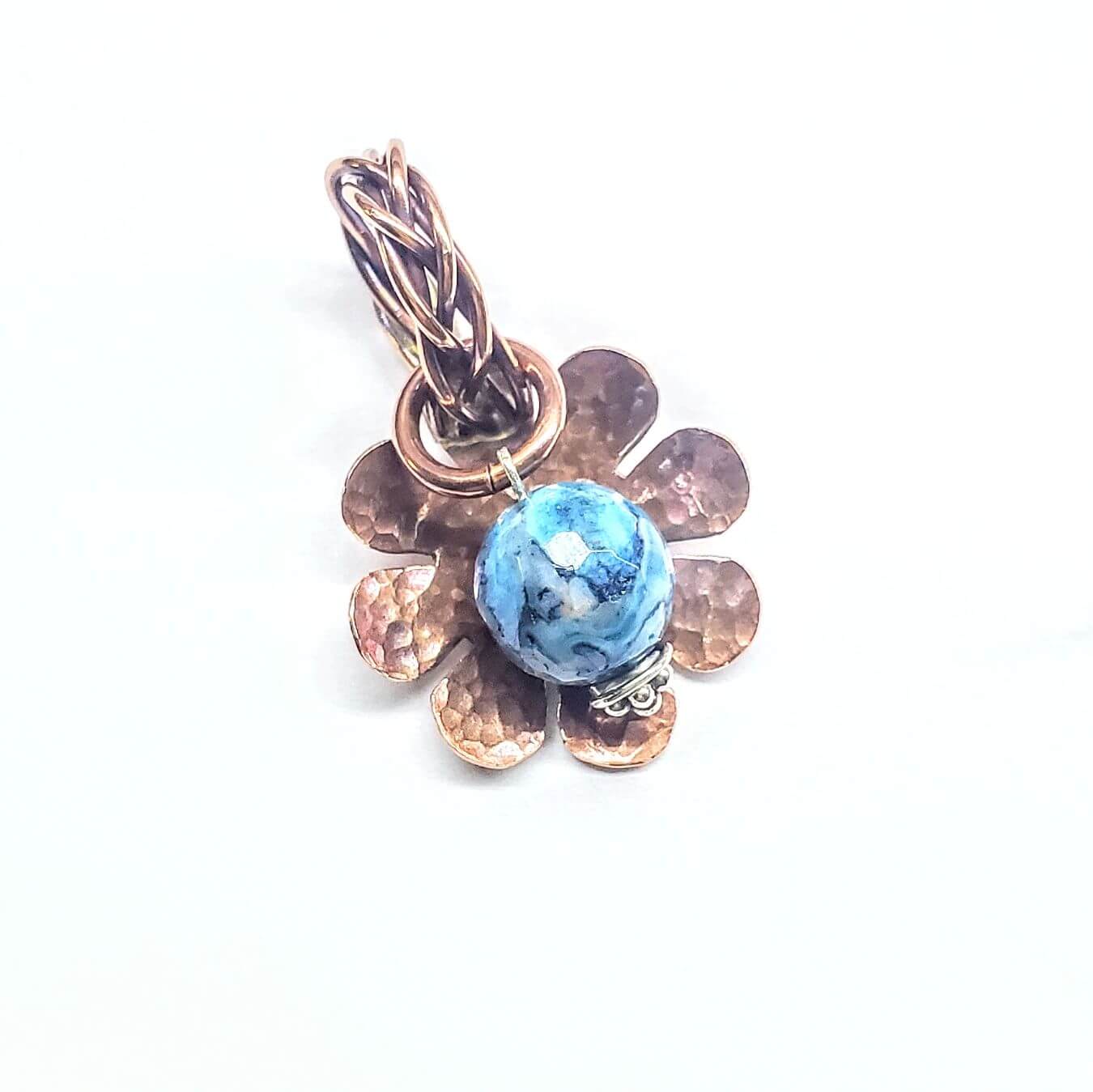 Larimar Blue Crazy Lace Large Braided Bail Bead Pendant Alexa Martha Designs