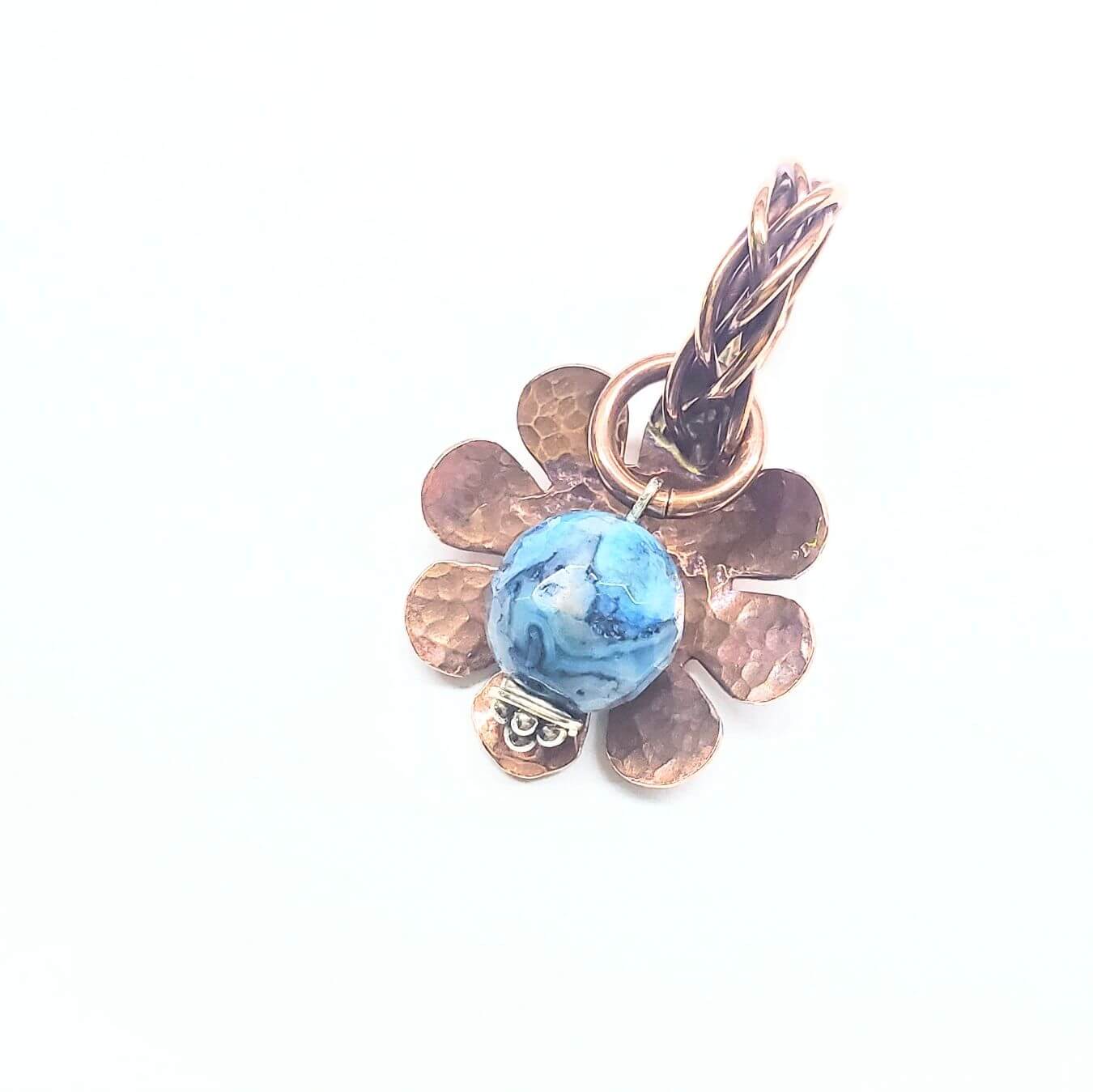 Larimar Blue Crazy Lace Large Braided Bail Bead Pendant Alexa Martha Designs