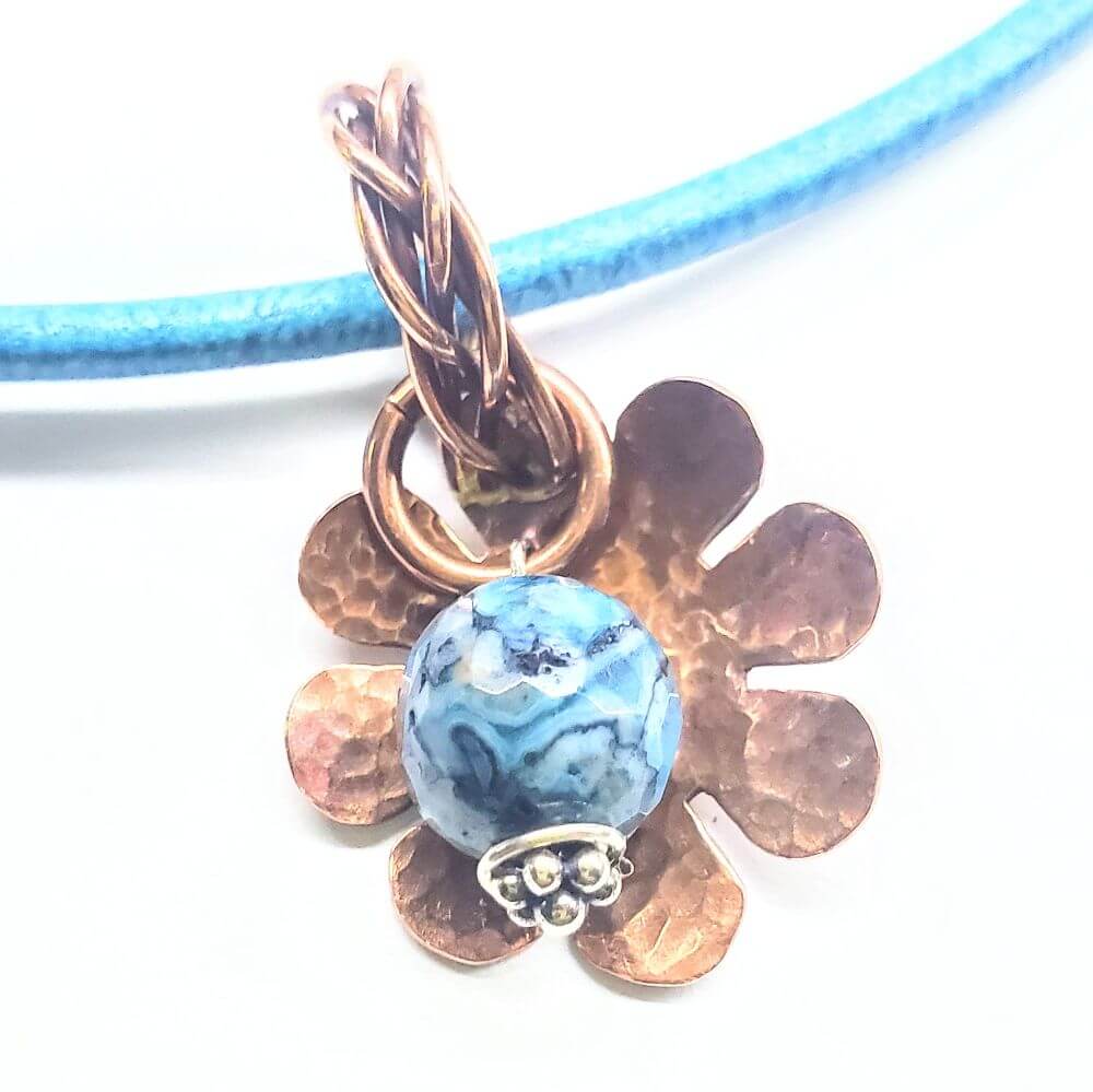 Larimar Blue Crazy Lace Large Braided Bail Bead Pendant Alexa Martha Designs
