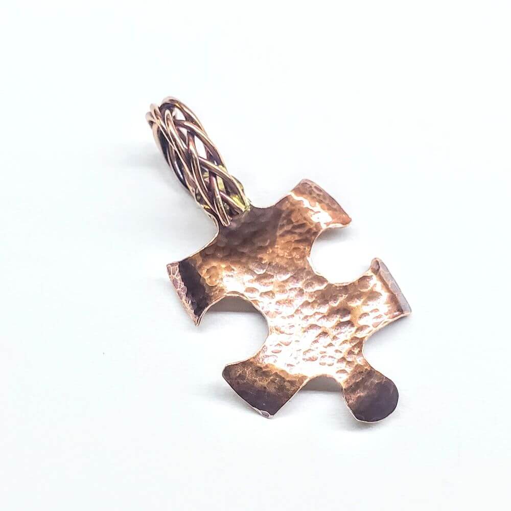 Large Braided Bail Puzzle Piece Autism Awareness Pendant