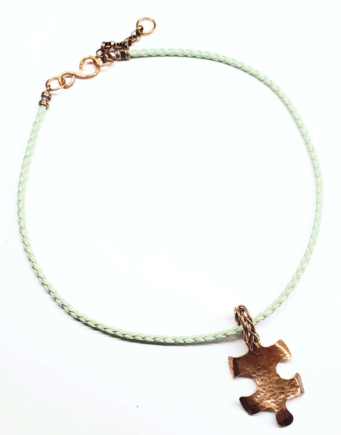 Large Braided Bail Puzzle Piece Autism Awareness Pendant