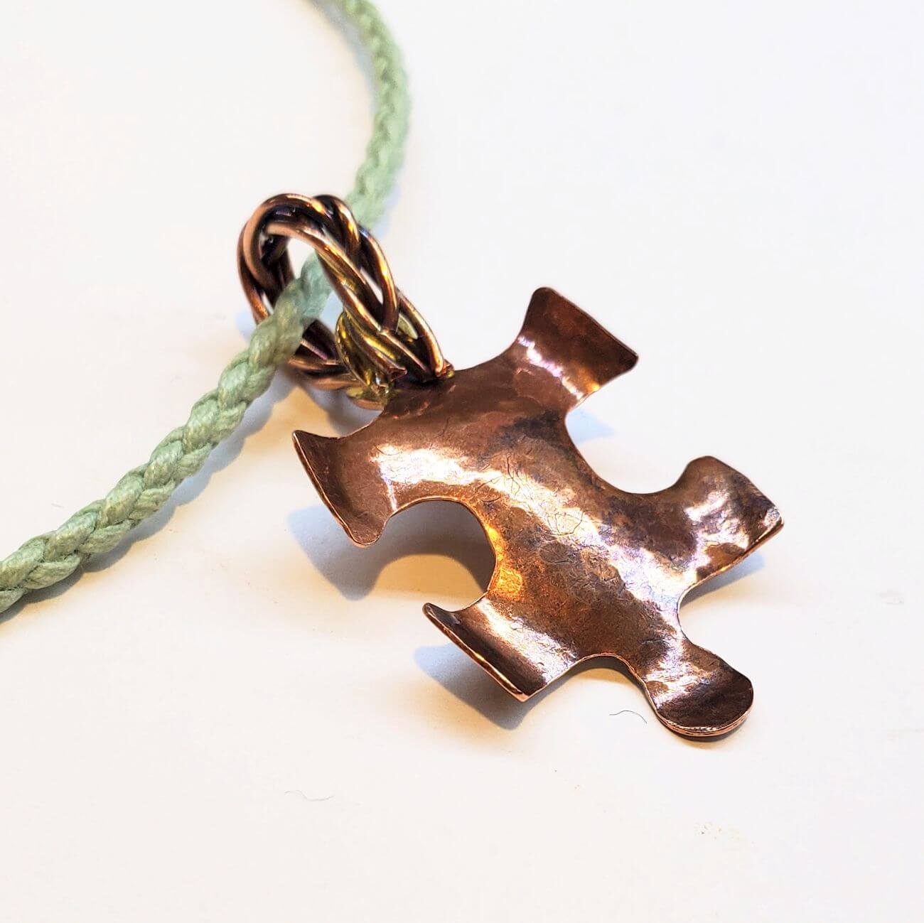 Large Braided Bail Puzzle Piece Autism Awareness Pendant