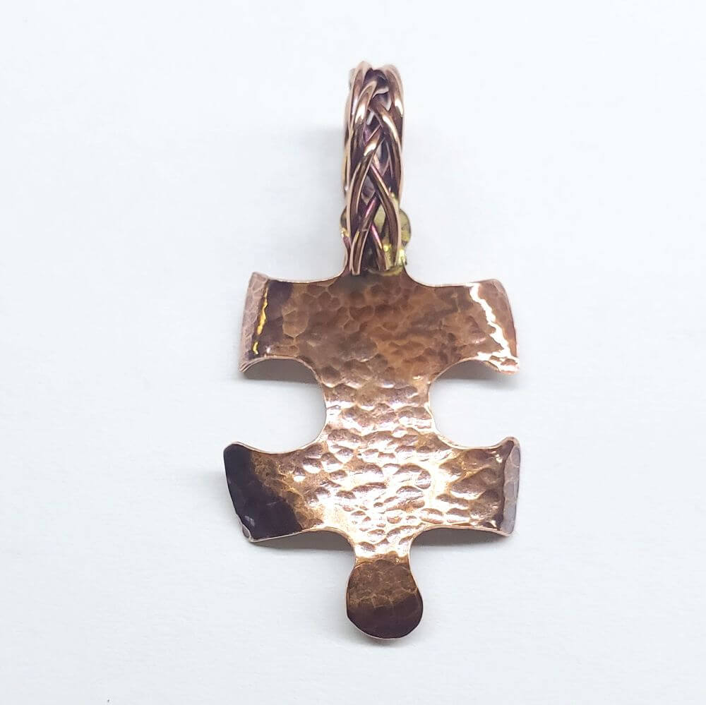 Large Braided Bail Puzzle Piece Autism Awareness Pendant
