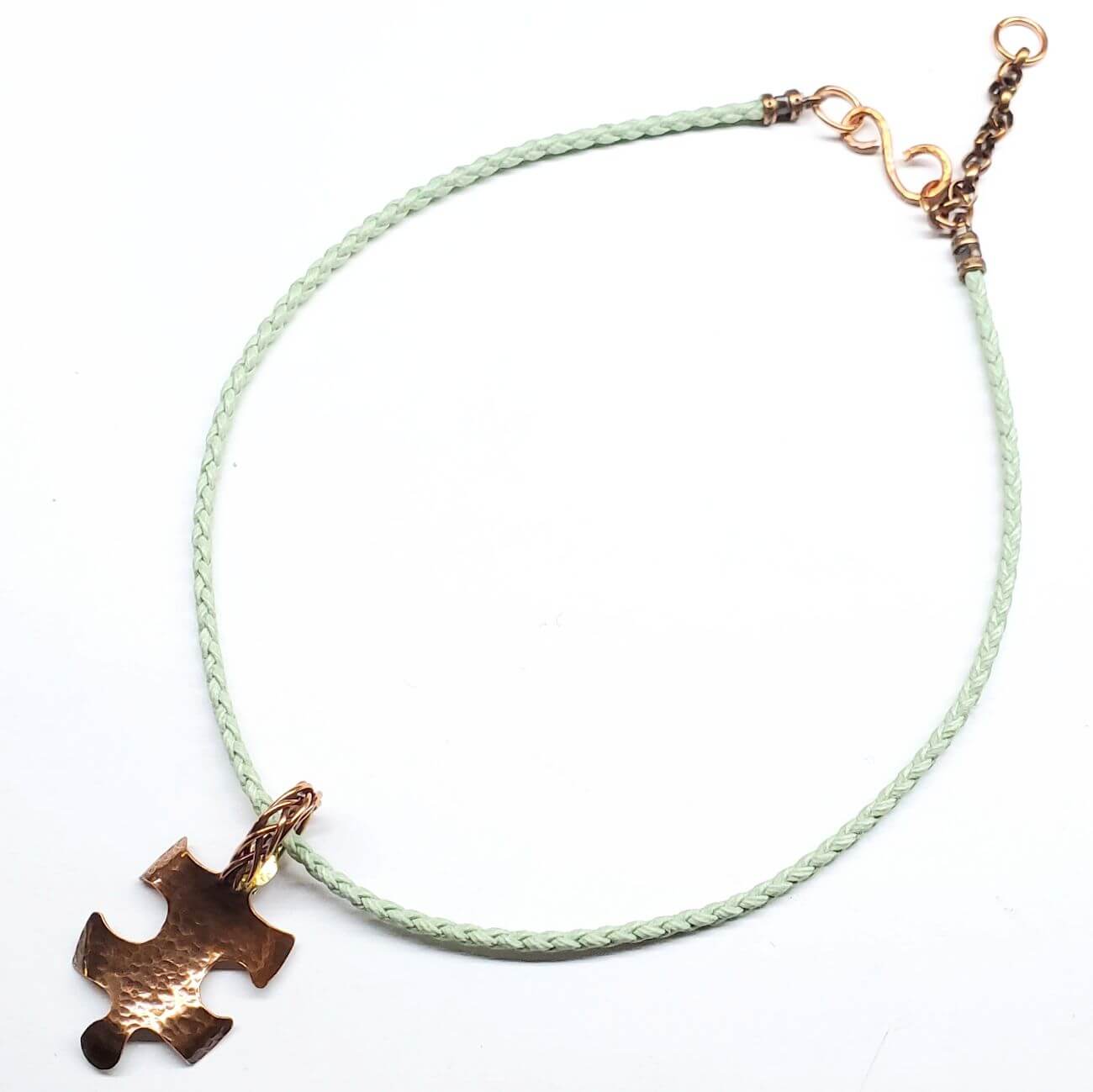 Large Braided Bail Puzzle Piece Autism Awareness Pendant
