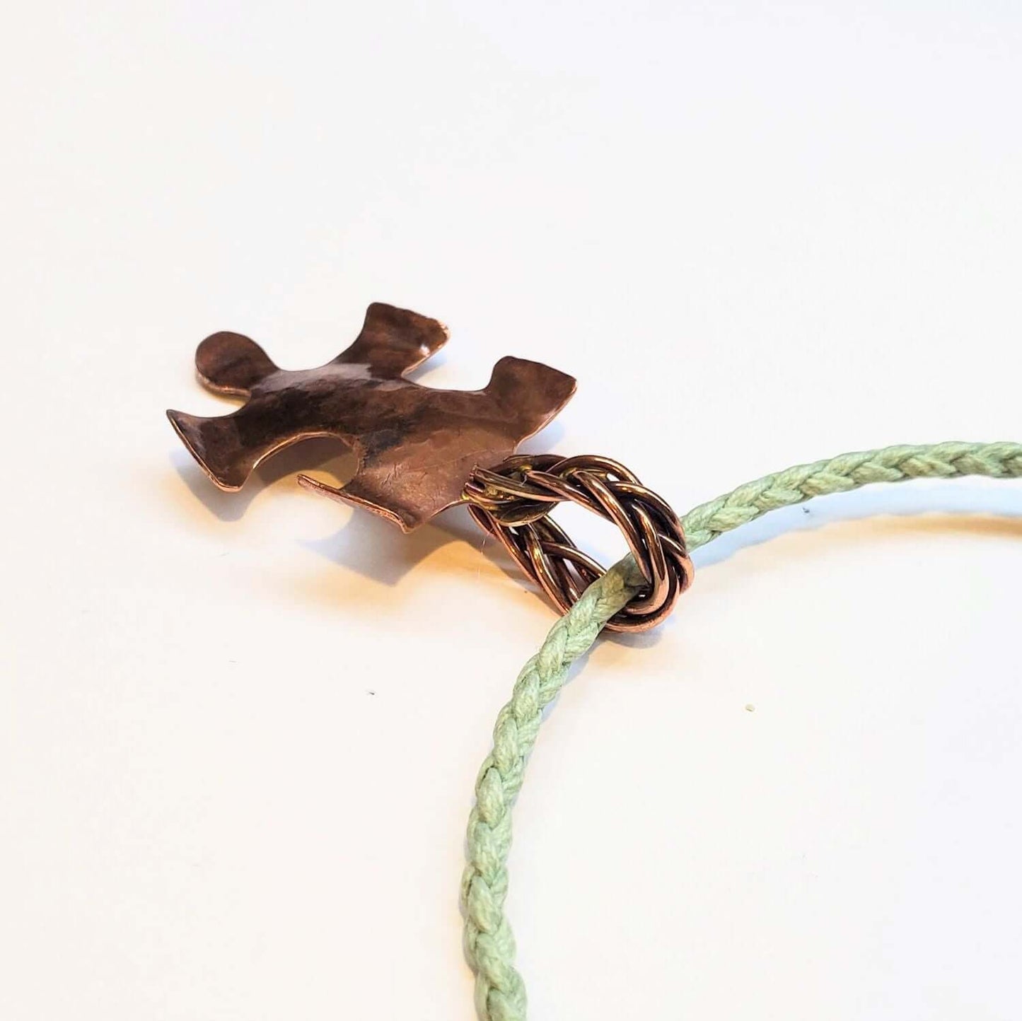 Large Braided Bail Puzzle Piece Autism Awareness Pendant