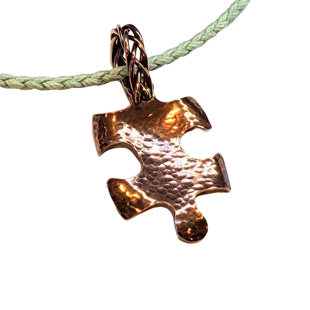 Large Braided Bail Puzzle Piece Autism Awareness Pendant