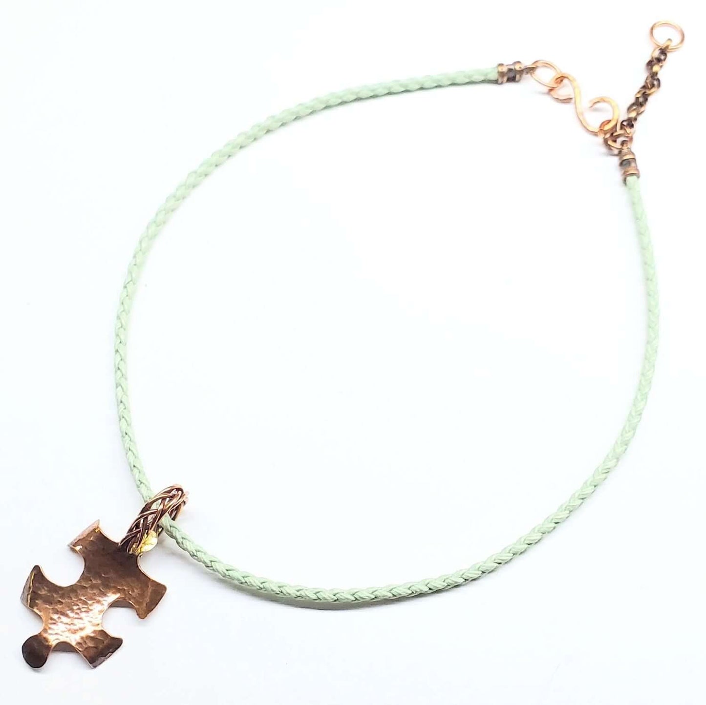 Large Braided Bail Puzzle Piece Autism Awareness Pendant