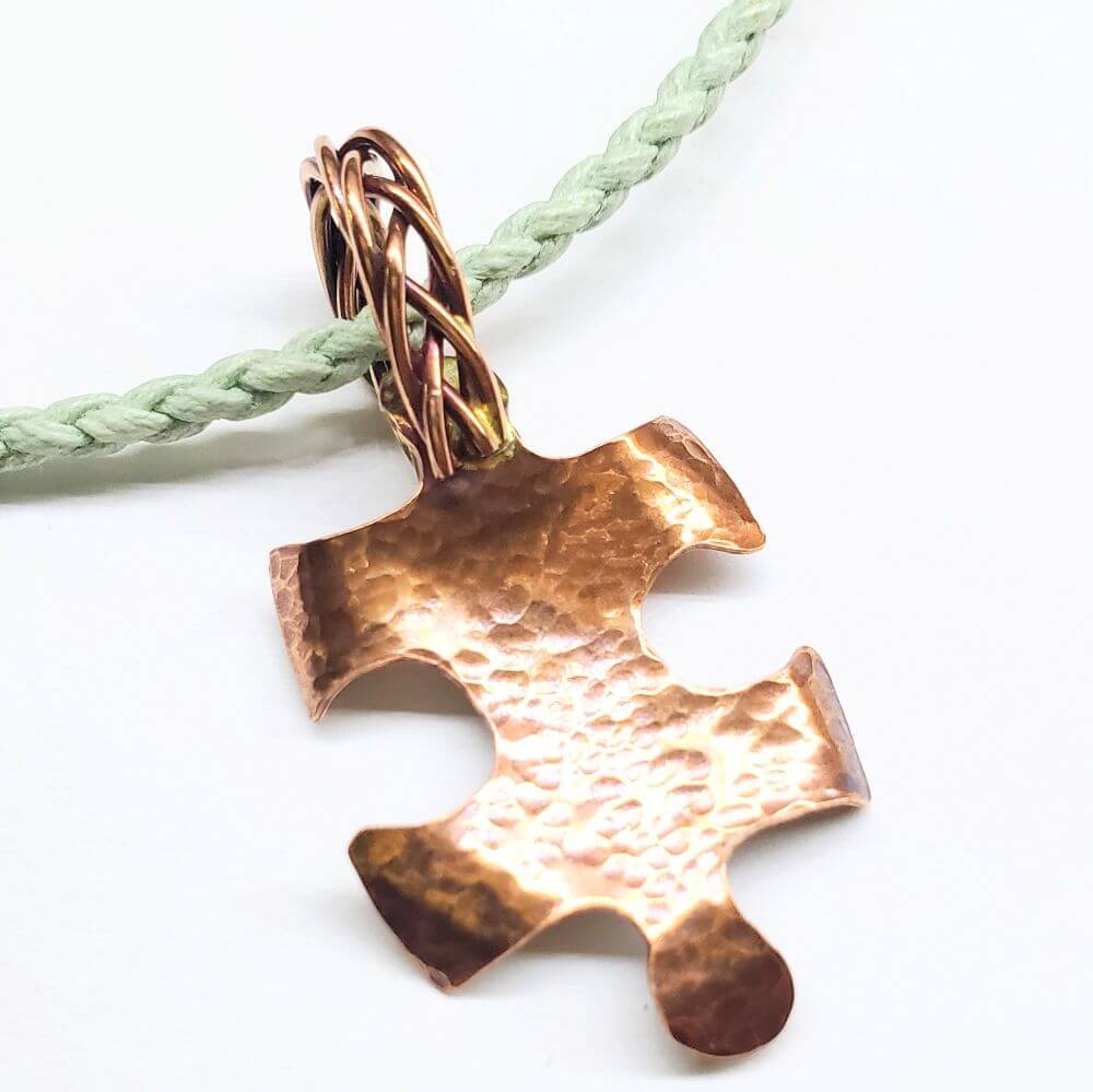 Large Braided Bail Puzzle Piece Autism Awareness Pendant