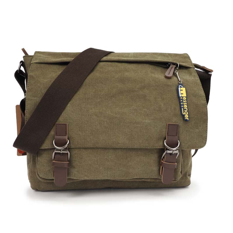 Large Waxed Canvas Messenger Bag