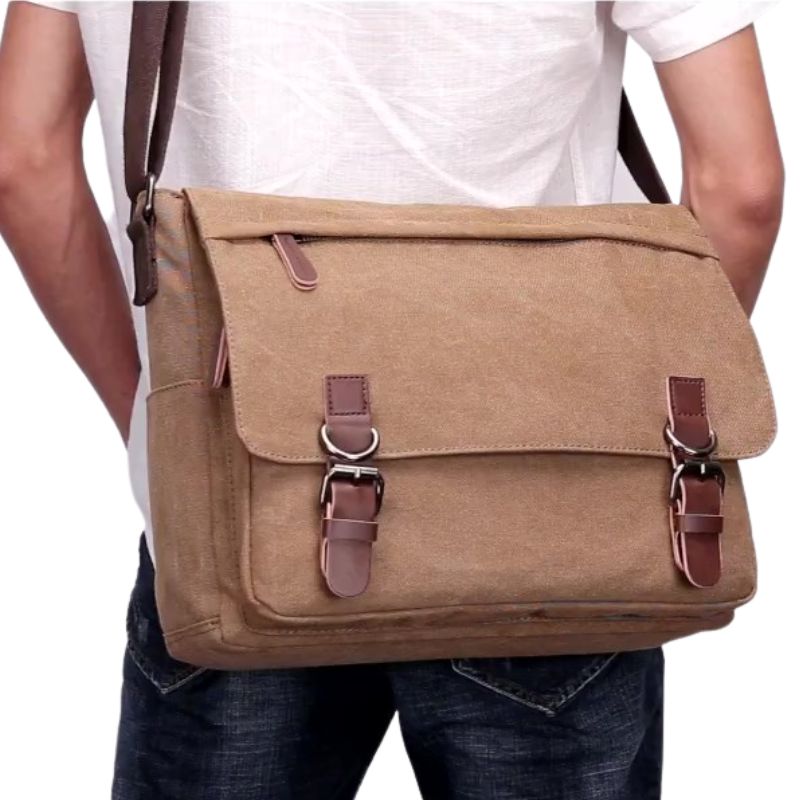 Large Waxed Canvas Messenger Bag