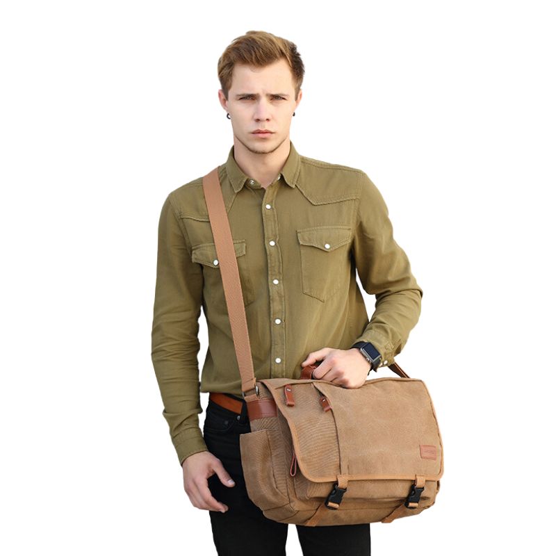 Large Canvas Laptop Messenger Bag